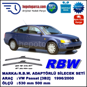 VW Passat [3B2] 10.1996-11.2000, 530 / 500 mm.  RBW  ADAPTÖRLÜ MUZ SİLECEK SETİ