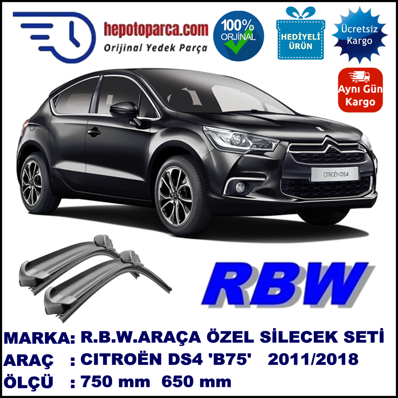 CITROEN DS4 MUZ SİLECEK TAKIMI RBW ARACA ÖZEL (2011→)