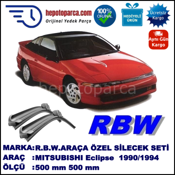 MITSUBISHI Eclipse [D2/3] 01.90-03.94 500 / 500 mm. RBW Muz Silecek Seti  2'li Takım. U Kanca Uyumludur.