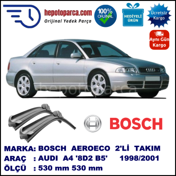 AUDI A4 [8D2; B5] 08.1998-09.2001, 530 / 530 mm. BOSCH AEROECO Aparatlı Muz Silecek