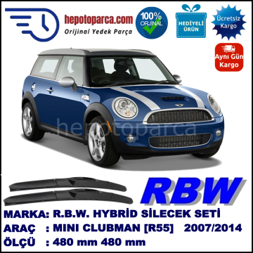 MINI (BMW) Mini Clubman [R 55] 11.07-04.12 480 / 480 mm. RBW Hybrid Silecek Seti. U Kanca Uyumlu Hibrit
