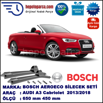 AUDI A3 Cabriolet [8V7] 10.2013-..., 650 / 450 mm. BOSCH AEROECO Aparatlı Muz Silecek