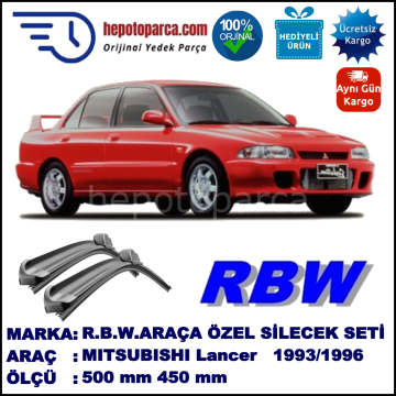 MITSUBISHI Lancer Sedan [CA/CB/CD] 01.93-12.96 500 / 450 mm. RBW Muz Silecek Seti  2'li Takım. U Kanca Uyumludur.