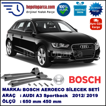 AUDI A3 Sportback [8VA] 09.2012-..., 650 / 450 mm. BOSCH AEROECO Aparatlı Muz Silecek