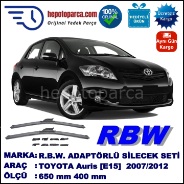 TOYOTA Auris [E15, NMT, SB1] 02.2007-10.2012, 650 / 400 mm.  RBW  ADAPTÖRLÜ MUZ SİLECEK SETİ