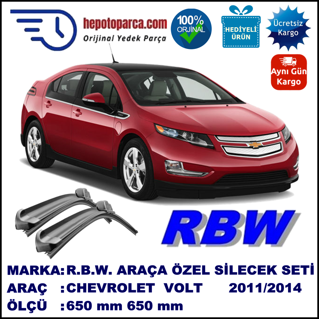 CHEVROLET VOLT MUZ SİLECEK TAKIMI RBW ARACA ÖZEL (2011-2014)