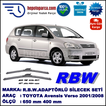 TOYOTA Avensis Verso [M2] 05.2001-..., 650 / 400 mm.  RBW  ADAPTÖRLÜ MUZ SİLECEK SETİ