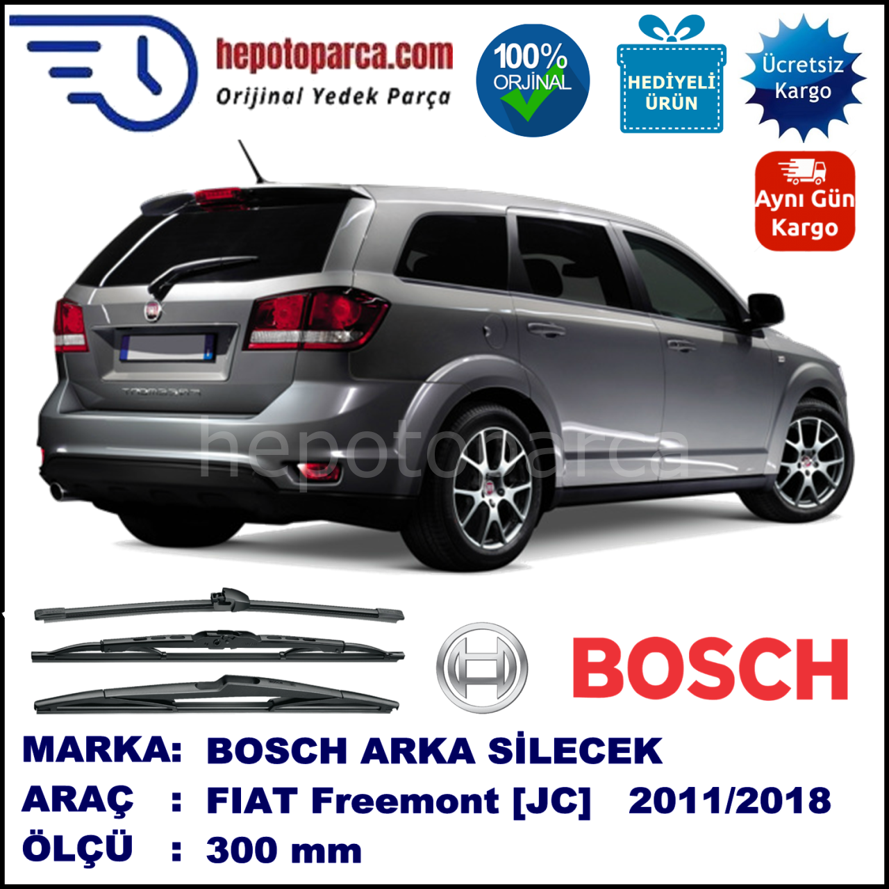FIAT Freemont [JC] 300 mm 06.2011-... BOSCH Arka Silecek