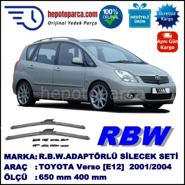 TOYOTA Corolla Verso [E12] 09.2001-01.2004, 650 / 400 mm.  RBW  ADAPTÖRLÜ MUZ SİLECEK SETİ