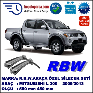 MITSUBISHI L 200 [KA, KB] 11.09-... 550 / 450 mm. RBW Muz Silecek Seti  2'li Takım. U Kanca Uyumludur.