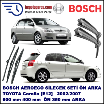 TOYOTA Corolla Hatchback [E12] 11,2001-12,2007 Bosch Aeroeco Ön ve Arka Silecek Takımı