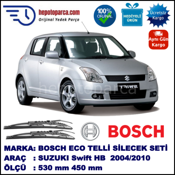 SUZUKI Swift [Z] 11.04-... 530 / 450 mm. BOSCH ECO Telli Silecek 2'li Takım