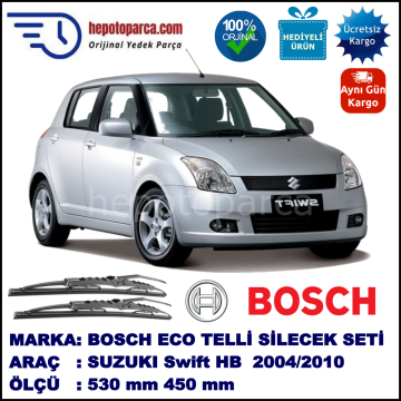 SUZUKI Swift Hatchback [MZ/EZ] 11.04-... 530 / 450 mm. BOSCH ECO Telli Silecek 2'li Takım