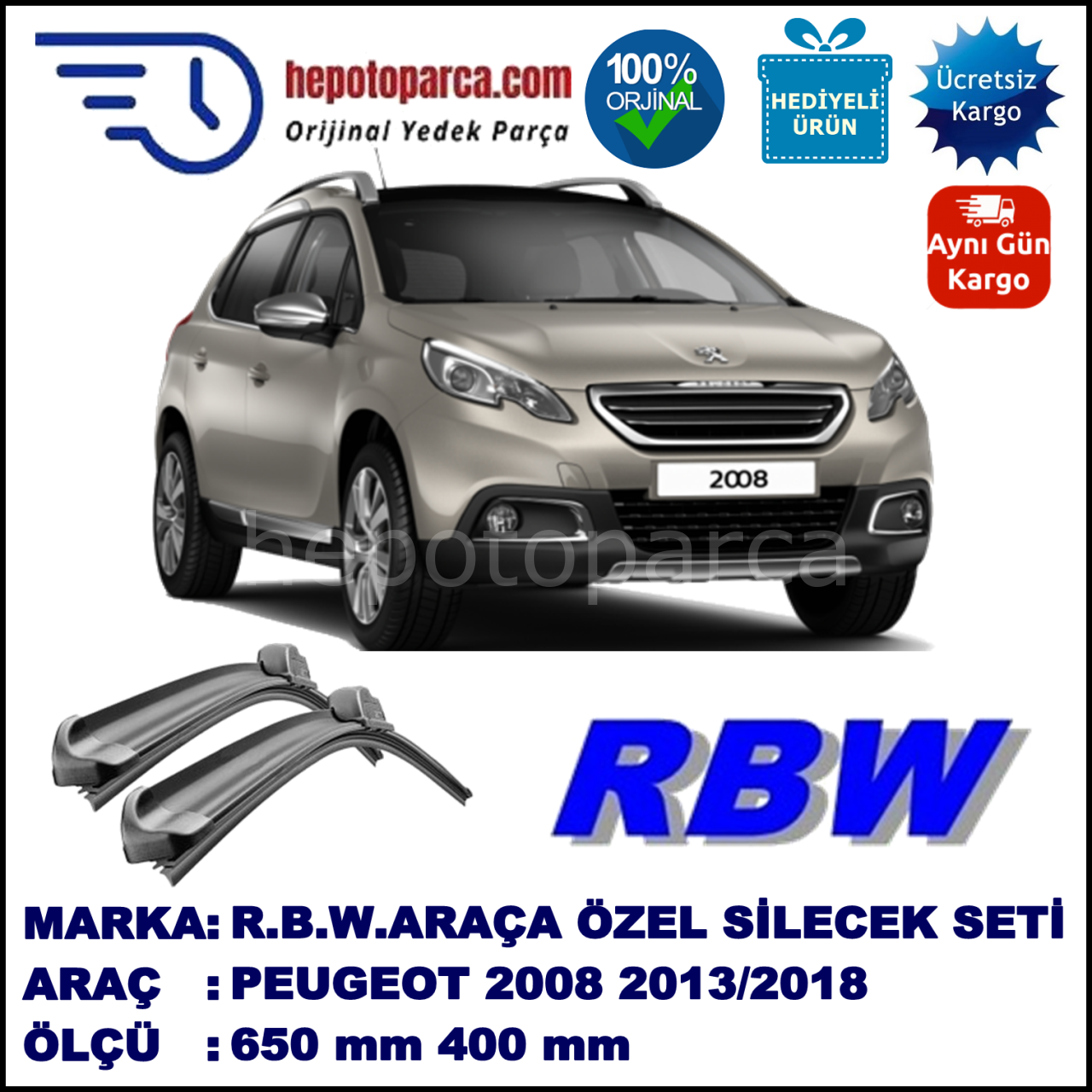 PEUGEOT 2008 MUZ SİLECEK TAKIMI RBW ARACA ÖZEL (2013→)