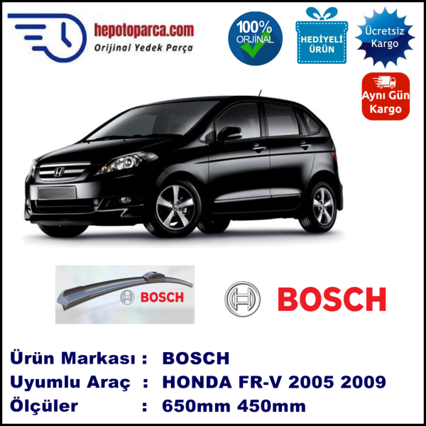 HONDA FRV FR-V [BE] 01.2005-06.2009, 650 / 450 mm. BOSCH AEROECO Aparatlı Muz Silecek