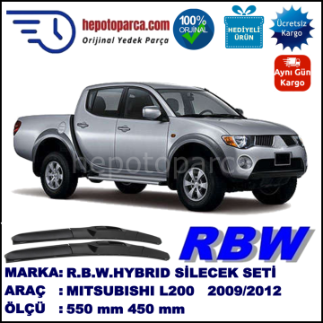 MITSUBISHI L 200 [KA, KB] 11.09-... 550 / 450 mm. RBW Hybrid Silecek Seti. U Kanca Uyumlu Hibrit