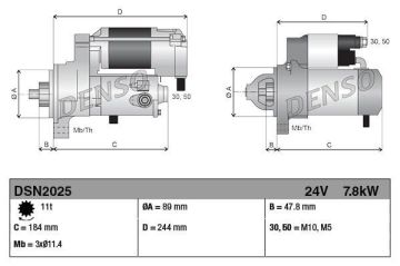 DSN2025 MARŞ MOTORU 7.8KW 24V CATERPILLAR PERKINS 428080-2370 428000-2370 234-2637 2873K415 234-2637 2873K415