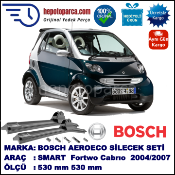 SMART (MCC) Fortwo Cabrio [450] 02.2004-03.2007, 530 / 530 mm. BOSCH AEROECO Aparatlı Muz Silecek