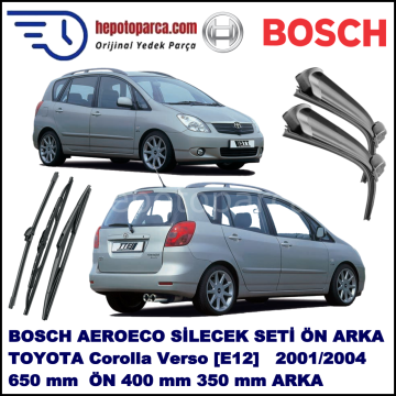 TOYOTA Corolla Verso [E12] 09,2001-01,2004 Bosch Aeroeco Ön ve Arka Silecek Takımı