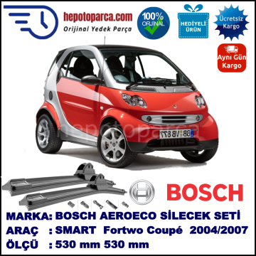 SMART (MCC) Fortwo Coupé [450] 02.2004-03.2007, 530 / 530 mm. BOSCH AEROECO Aparatlı Muz Silecek