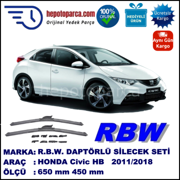HONDA Civic Hatchback  09.2011-..., 650 / 450 mm.  RBW  ADAPTÖRLÜ MUZ SİLECEK SETİ