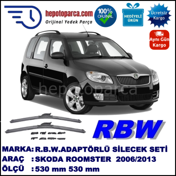 SKODA Roomster [5J7] 03.2006-..., 530 / 530 mm.  RBW  ADAPTÖRLÜ MUZ SİLECEK SETİ