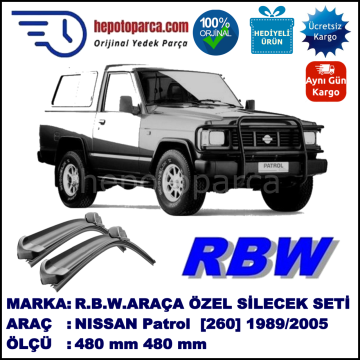 NISSAN Patrol [260] 04.89-12.05 480 / 480 mm. RBW Muz Silecek Seti  2'li Takım. U Kanca Uyumludur.