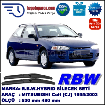 MITSUBISHI Colt [CJ] 11.95-06.03 530 / 480 mm. RBW Hybrid Silecek Seti. U Kanca Uyumlu Hibrit