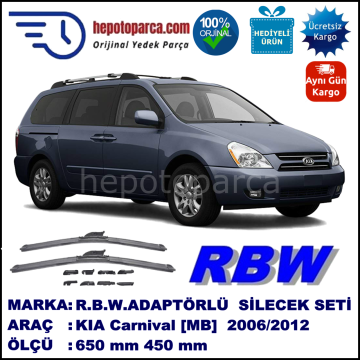 KIA Carnival [MB] 04.2006-..., 650 / 450 mm.  RBW  ADAPTÖRLÜ MUZ SİLECEK SETİ