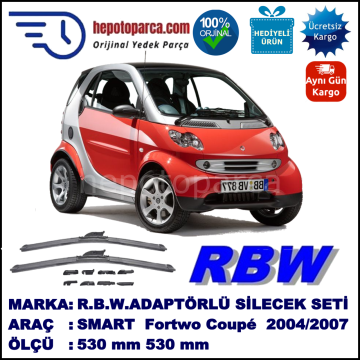 SMART (MCC) Fortwo Coupé [450] 02.2004-03.2007, 530 / 530 mm.  RBW  ADAPTÖRLÜ MUZ SİLECEK SETİ
