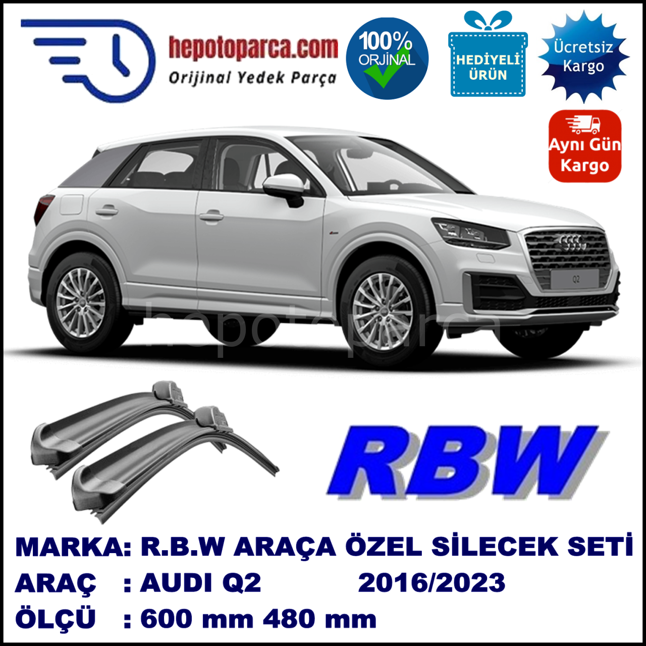 AUDI Q2 MUZ SİLECEK TAKIMI RBW ARACA ÖZEL (2016→)