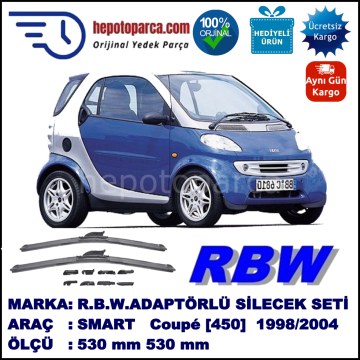 SMART (MCC) Smart Coupé [450] 07.1998-01.2004, 530 / 530 mm.  RBW  ADAPTÖRLÜ MUZ SİLECEK SETİ