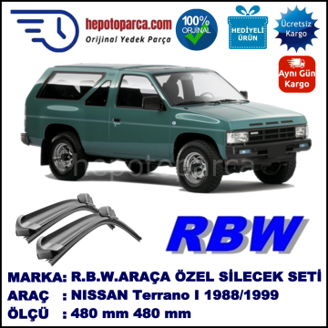 NISSAN Terrano I  11.88-08.95 480 / 480 mm. RBW Muz Silecek Seti  2'li Takım. U Kanca Uyumludur.