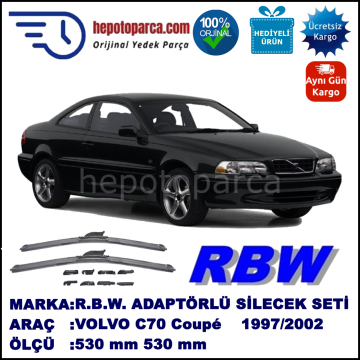 VOLVO C70 Coupé  01.1997-07.2002, 530 / 530 mm.  RBW  ADAPTÖRLÜ MUZ SİLECEK SETİ