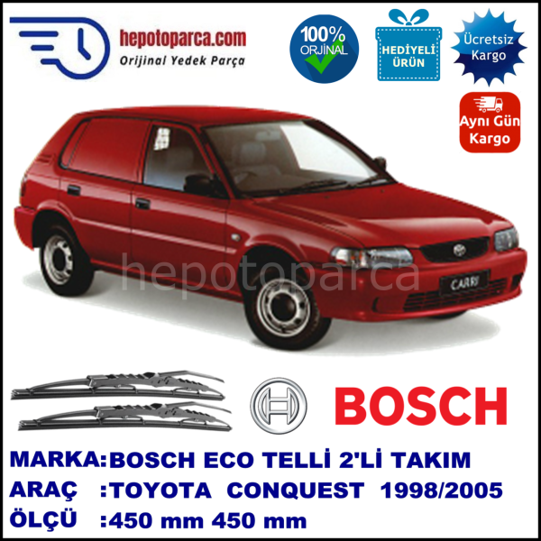 TOYOTA Conquest [Carri] 11.98-... 450 / 450 mm. BOSCH ECO Telli Silecek 2'li Takım