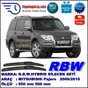 MITSUBISHI Pajero [V80, V90] 09.06-... 550 / 500 mm. RBW Hybrid Silecek Seti. U Kanca Uyumlu Hibrit