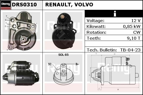 DRS0310 MARŞ MOTORU.12V 0,9KW 9D RENAULT 9-11-19