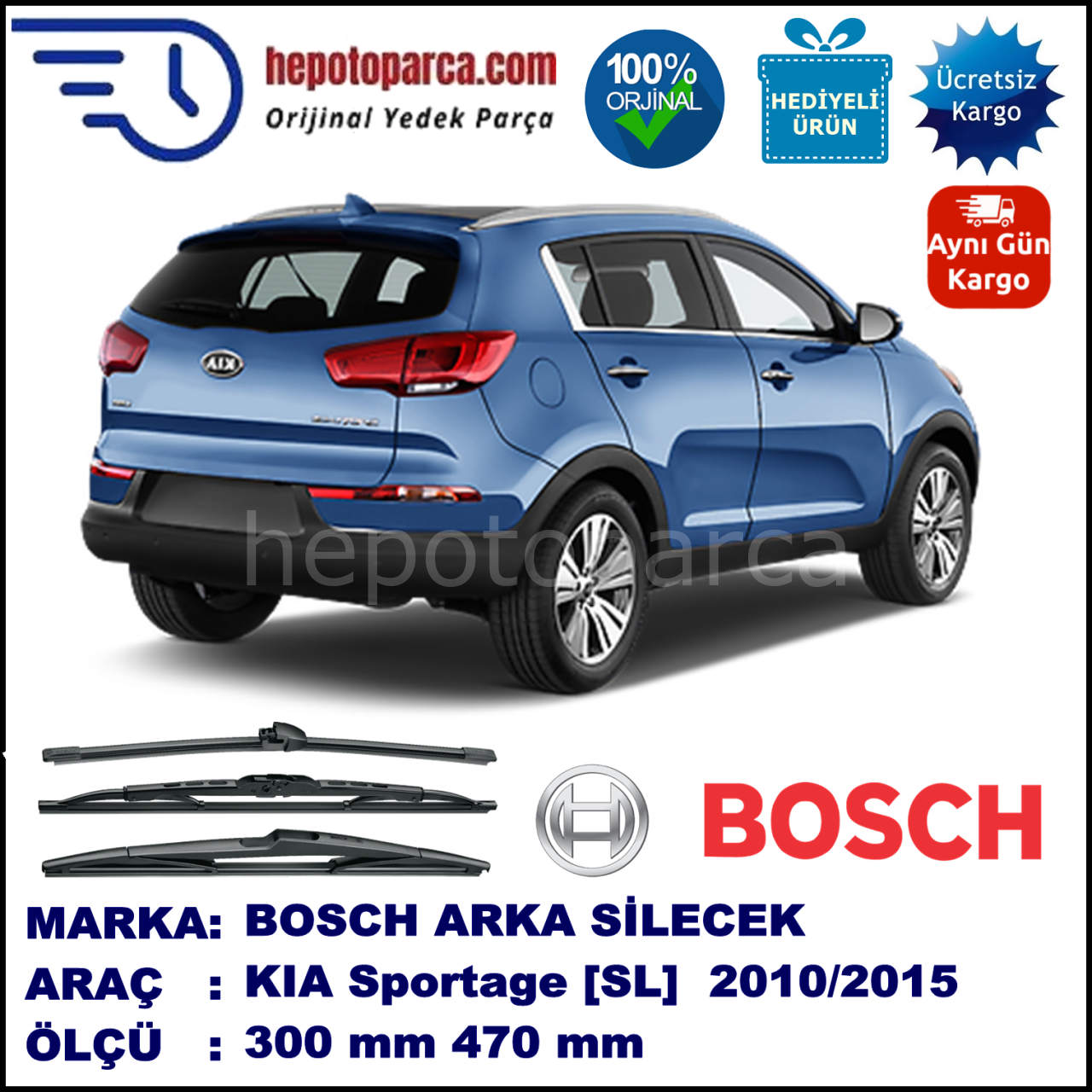 KIA Sportage [SL] 300 mm 07.2010-... BOSCH Arka Silecek