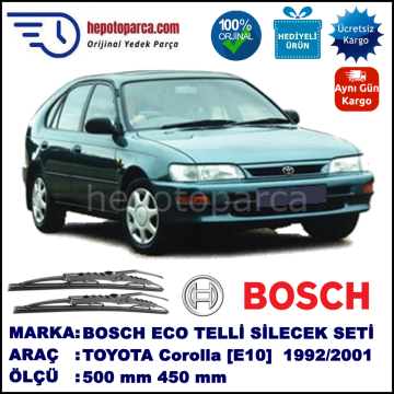 TOYOTA Corolla [E10; E11] 05.92-09.01 500 / 450 mm. BOSCH ECO Telli Silecek 2'li Takım