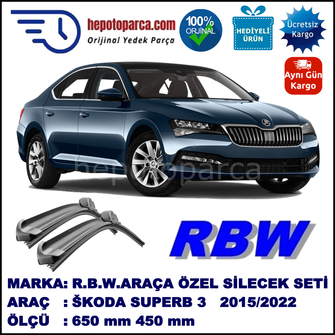 ŠKODA SUPERB 3 MUZ SİLECEK TAKIMI RBW ARACA ÖZEL (2015→)
