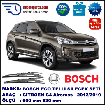 CITROEN C4 Aircross  03.12-... 600 / 530 mm. BOSCH ECO Telli Silecek 2'li Takım