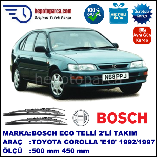 TOYOTA Corolla Hatchback [E10] 05.92-04.97 500 / 450 mm. BOSCH ECO Telli Silecek 2'li Takım