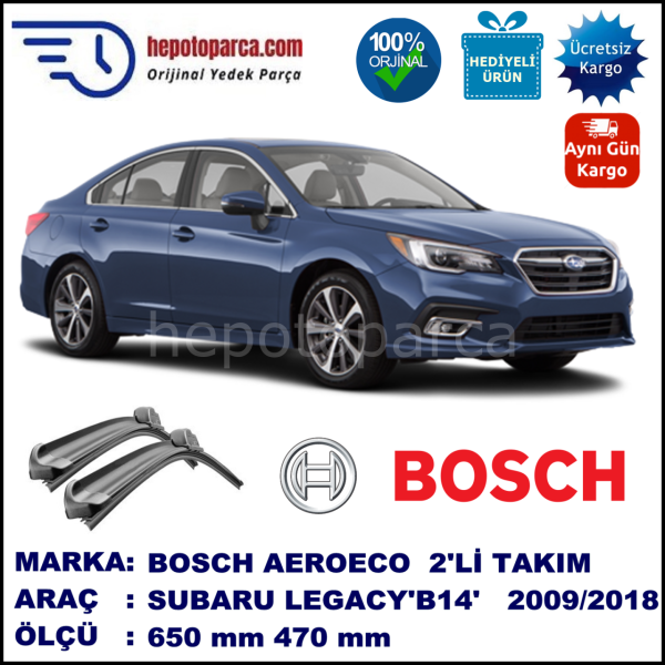 SUBARU Legacy [B14] 06.2009-..., 650 / 470 mm. BOSCH AEROECO Aparatlı Muz Silecek