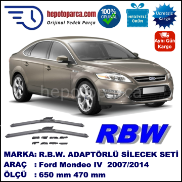 FORD Mondeo IV [07] 02.2007-..., 650 / 470 mm.  RBW  ADAPTÖRLÜ MUZ SİLECEK SETİ