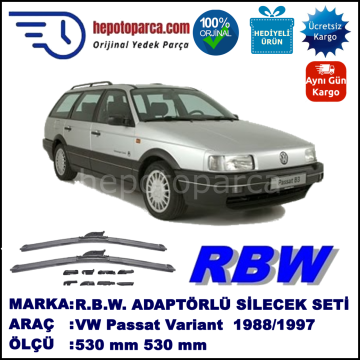 VW Passat Variant [315/35I/3A5] 04.1988-03.1997, 530 / 530 mm.  RBW  ADAPTÖRLÜ MUZ SİLECEK SETİ