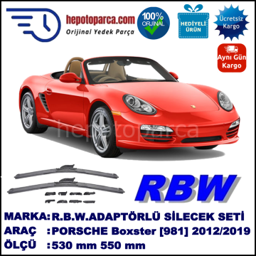 PORSCHE Boxster [981] 02.2012-..., 530 / 550 mm.  RBW  ADAPTÖRLÜ MUZ SİLECEK SETİ