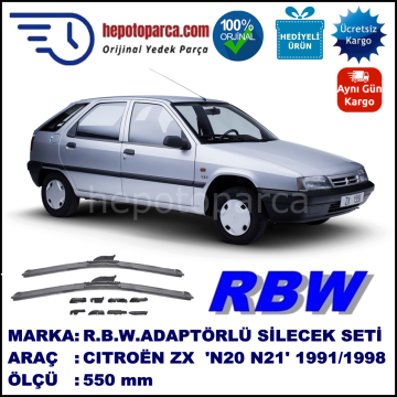CITROEN ZX [N20/N21] 03.1991-02.1998, 550 / - mm.  RBW  ADAPTÖRLÜ MUZ SİLECEK
