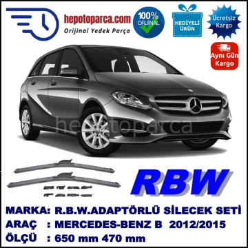 MERCEDES-BENZ Serie B [246] 09.2011-..., 650 / 470 mm.  RBW  ADAPTÖRLÜ MUZ SİLECEK SETİ