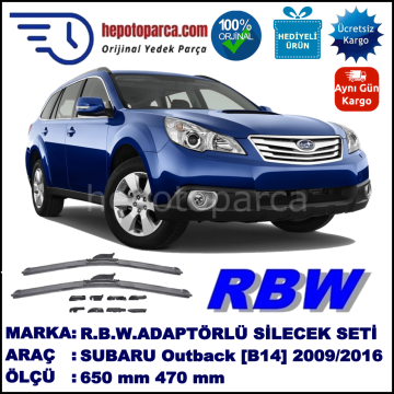 SUBARU Outback [B14] 06.2009-..., 650 / 470 mm.  RBW  ADAPTÖRLÜ MUZ SİLECEK SETİ
