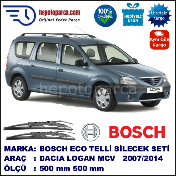 DACIA Logan MCV [KS/FS] 01.07-... 500 / 500 mm. BOSCH ECO Telli Silecek 2'li Takım